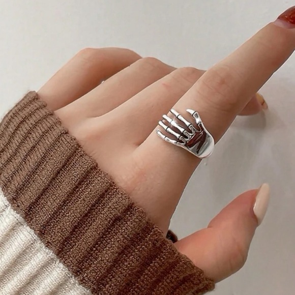 GlitzBlitz Boutique Jewelry - Any 3/$25! Silver Skeleton Hand Adjustable Ring